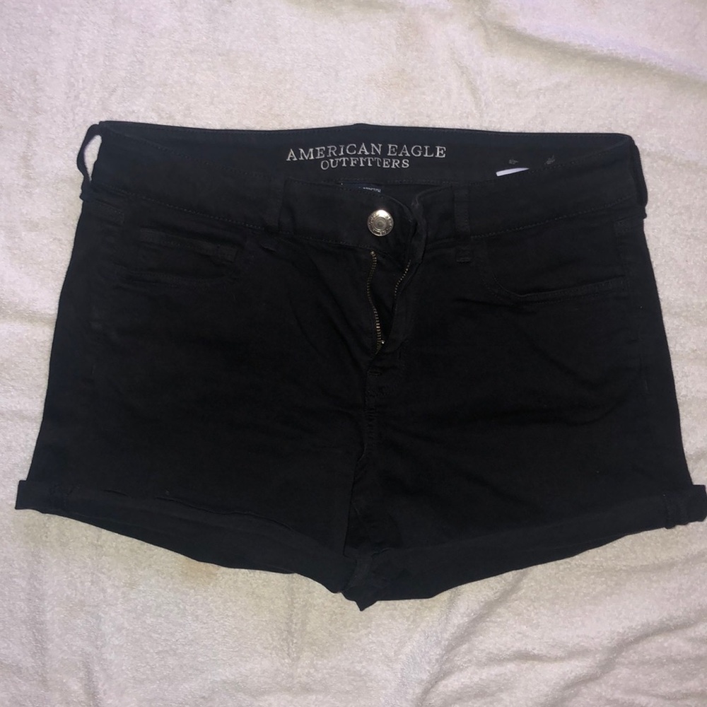 American Eagle black denim shorts